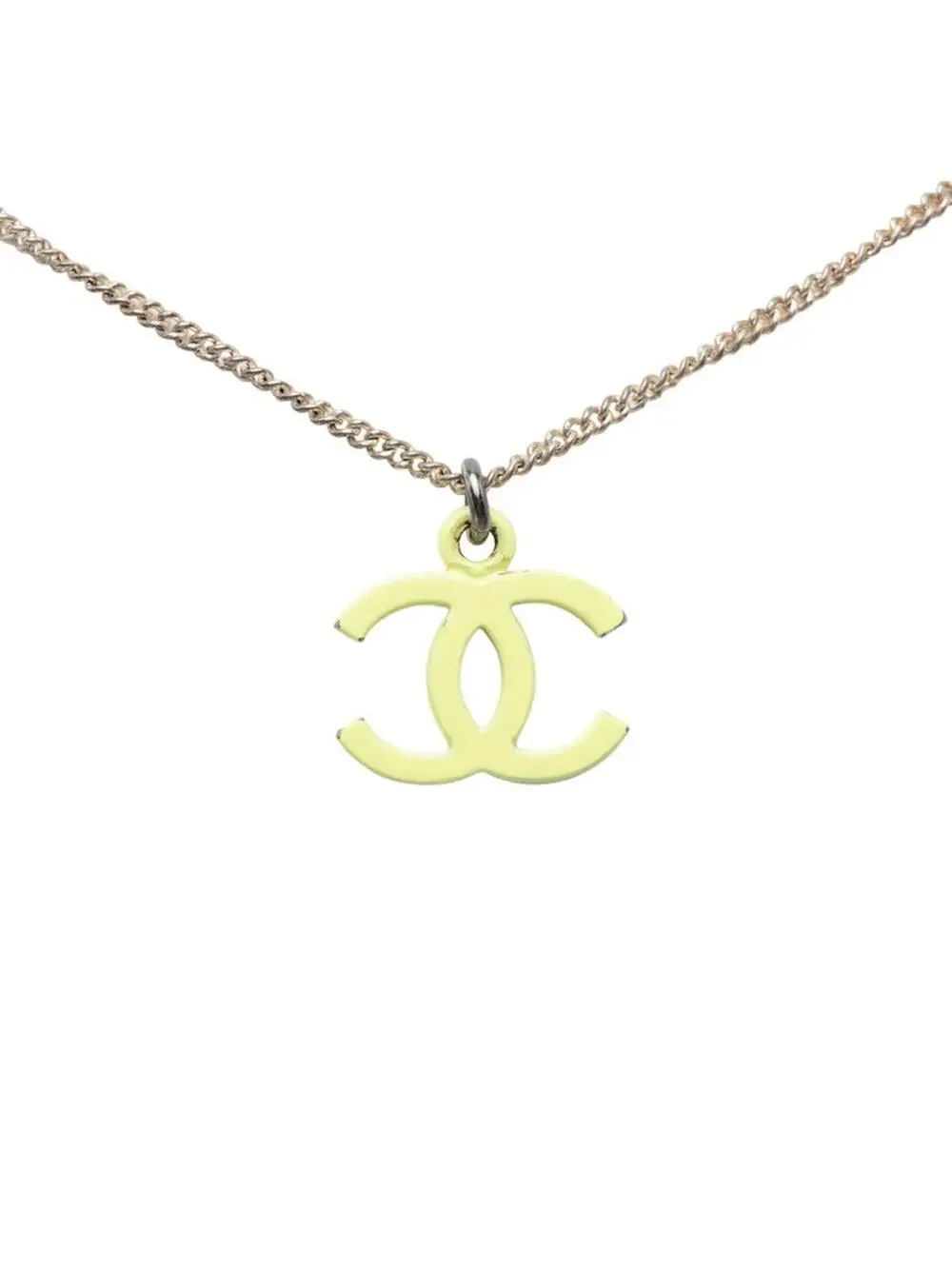 Chanel Cc Logo Pendant Necklace Silver- #299323C59B
